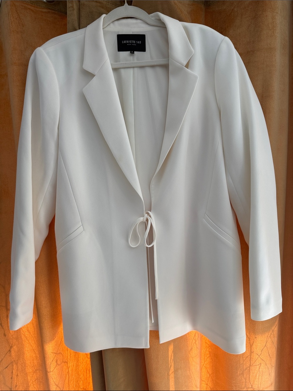 Lafayette 148 New York Cream Tie-Front Blazer